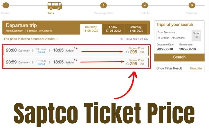 Saptco Ticket Price list